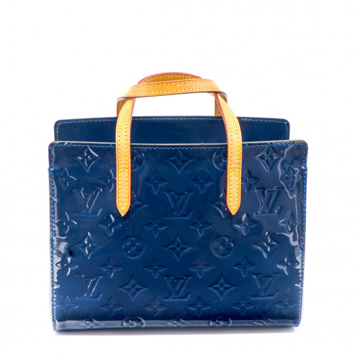 Sac Catalina en cuir Monogram verni bleu