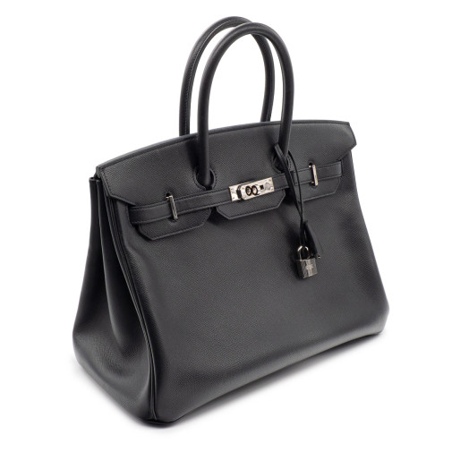 Sac Hermès Birkin 35 en cuir Epsom Noir et accastilage en metal palladié