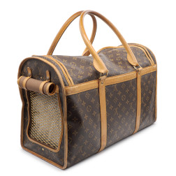 Sac de transport 50 cm en toile Monogram et cuir naturel
