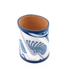 Bracelet Hermes extra-large en soie bleu et passepoil en cuir bleu marine