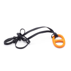 Pendentif Chaîne d'Ancre en metal laqué orange et lien  en coton noir réglable Hermes