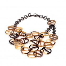 Collier Plastron en corne maille chaine d'ancre
