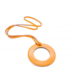 Collier et pendentif miroir en cuir Swift orange