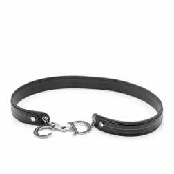 Ceinture ligne Détective en cuir noir et boucle chiffrée