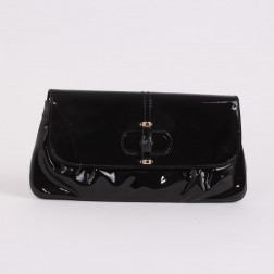 Cartera de mano Bambou de charol negro