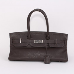 Bolso Birkin Shoulder en piel Togo chocolate