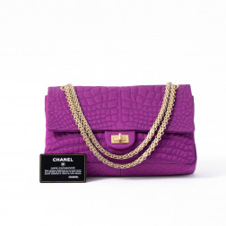 Bolso de raso de seda 2.55 estampado cocodrilo fuschia