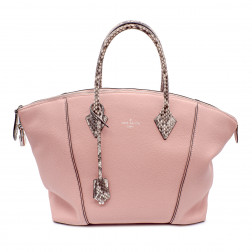 Sac Soft Lockit M.M. en cuir cachemire rose poudré et python