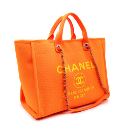 Sac Deauville en toile et Néoprène orange et jaune 