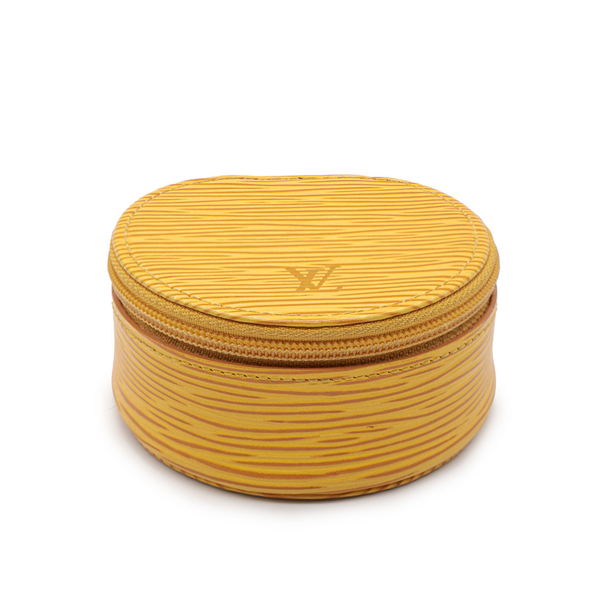 Louis Vuitton raro joyero de cuero Epi amarillo