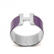 Bracelet ouvrant Hermes Clic Clac grand modèle en metal palladié et émail violet