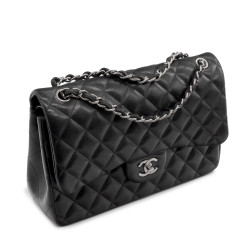 Sac à main Chanel Timeless Jumbo en cuir matelassé noir