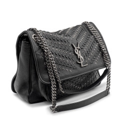 Sac Saint-Laurent Niki Medium Collector en cuir noir et cristaux Swarovski