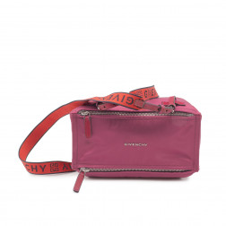 Sac Pandora Mini en toile de nylon rouge et fond cuir.