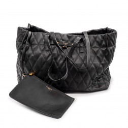 Sac Shopping Tote  Grand Modèle en cuir matelassé noir